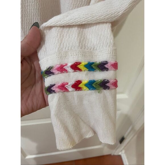 We The Free Free People Top Thermal Waffle Embroidered Henley Ivory Medium - Picture 4 of 10